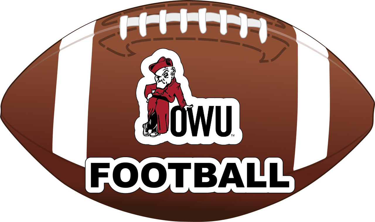 Ohio Wesleyan University 4-Inch Round Football Vinyl Decal Sticker