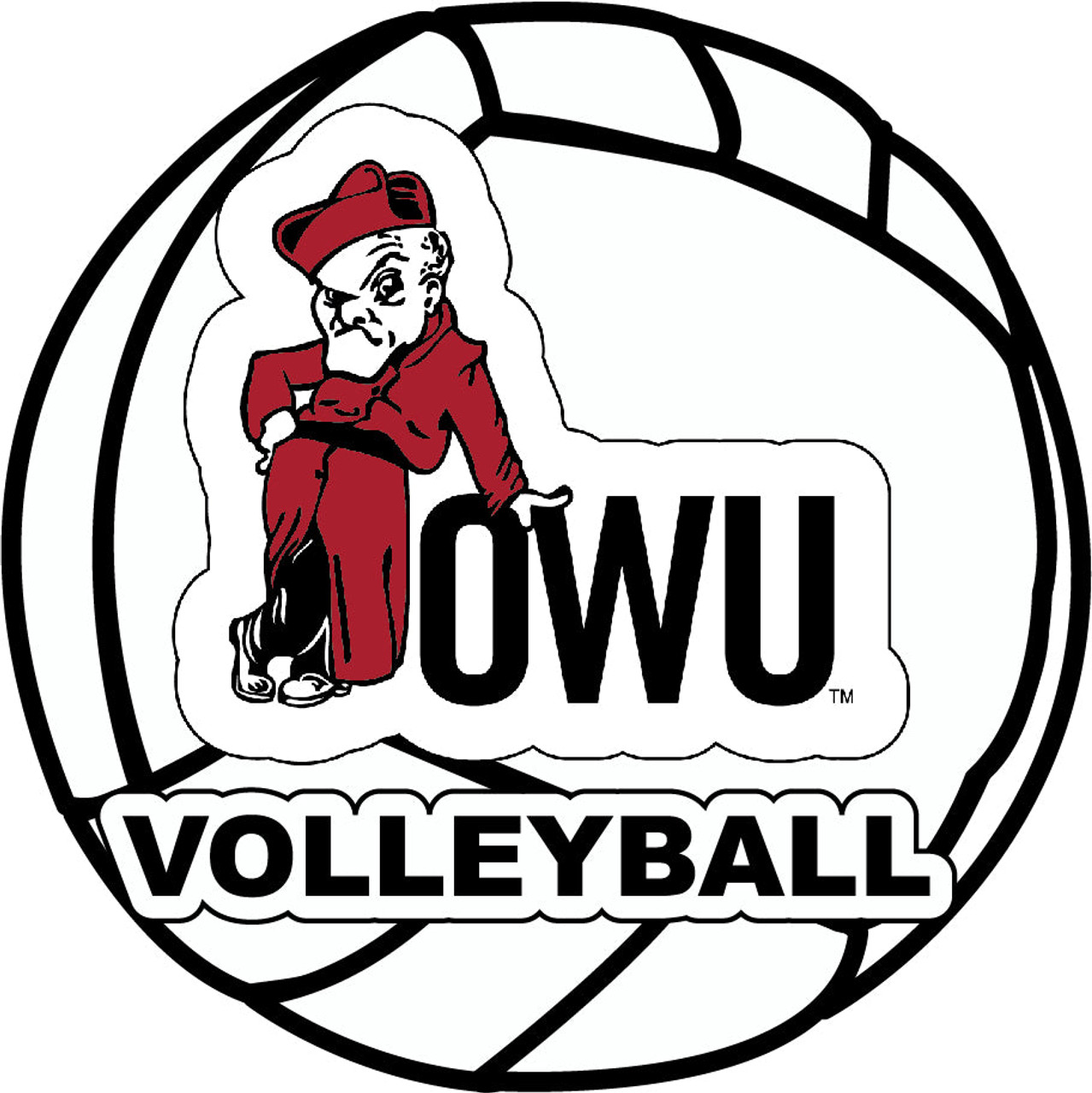 Ohio Wesleyan University 4-Inch Round Volleyball Vinyl Decal Sticker