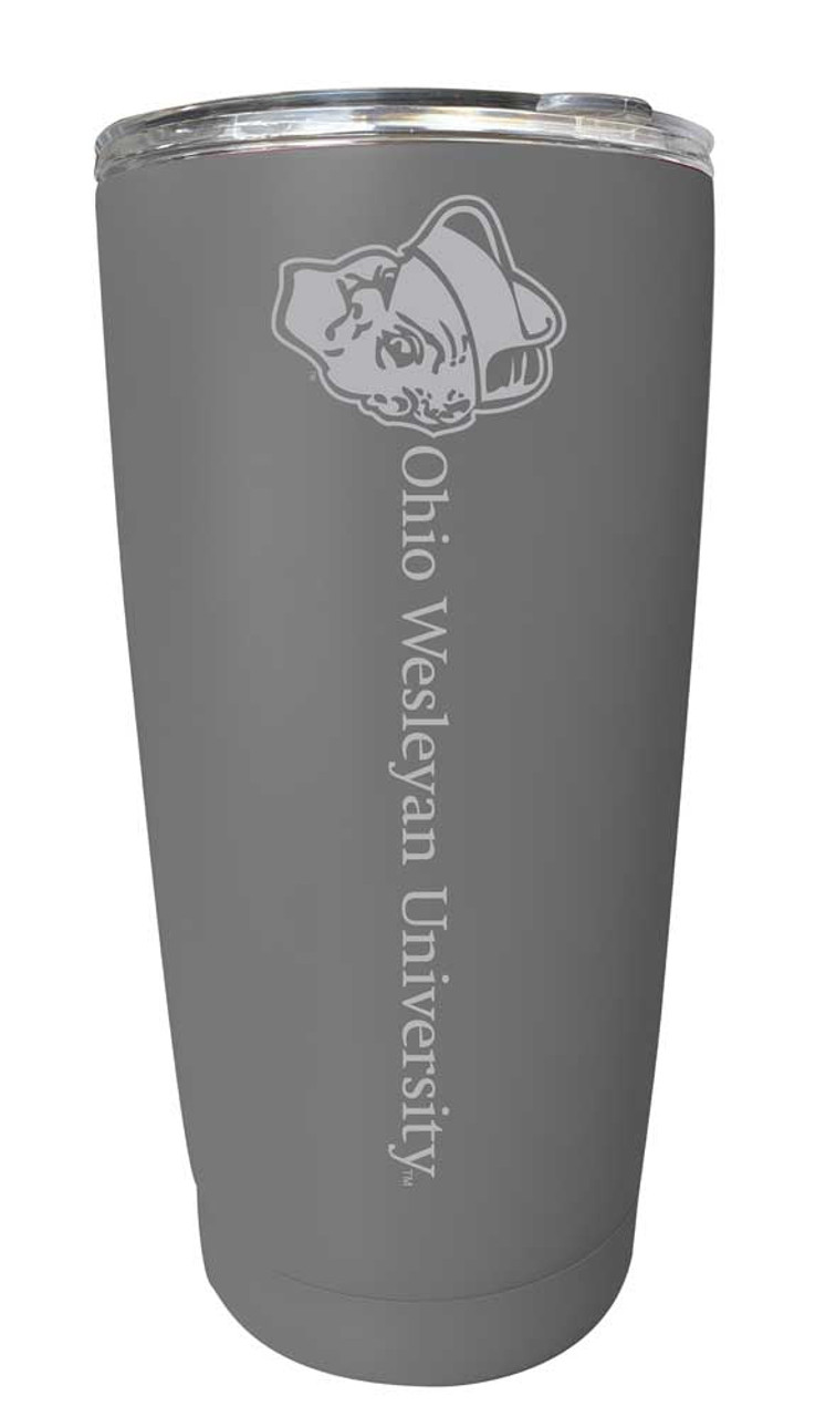 Ohio Wesleyan University Etched 16 oz Stainless Steel Tumbler (Gray)