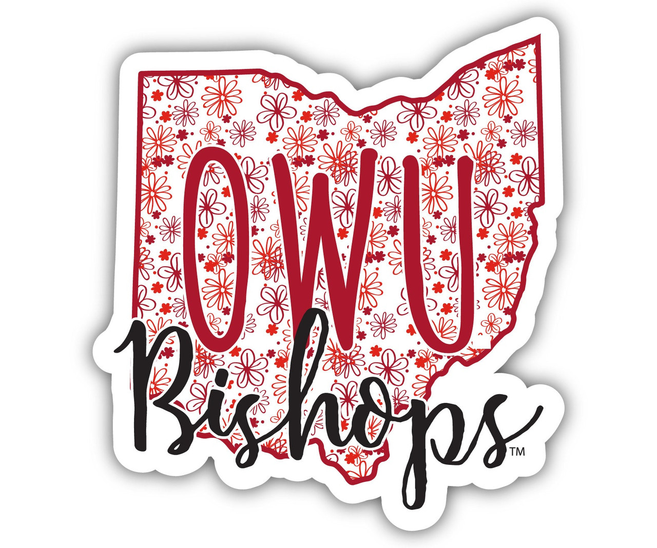 Ohio Wesleyan University Floral State Die Cut Decal 4-Inch