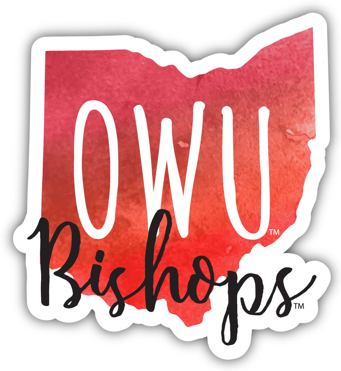 Ohio Wesleyan University Watercolor State Die Cut Decal 4-Inch