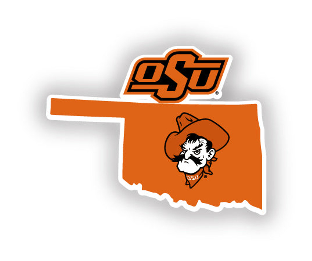 Oklahoma State Cowboys 4 Inch State Shape Vinyl Decal Sticker