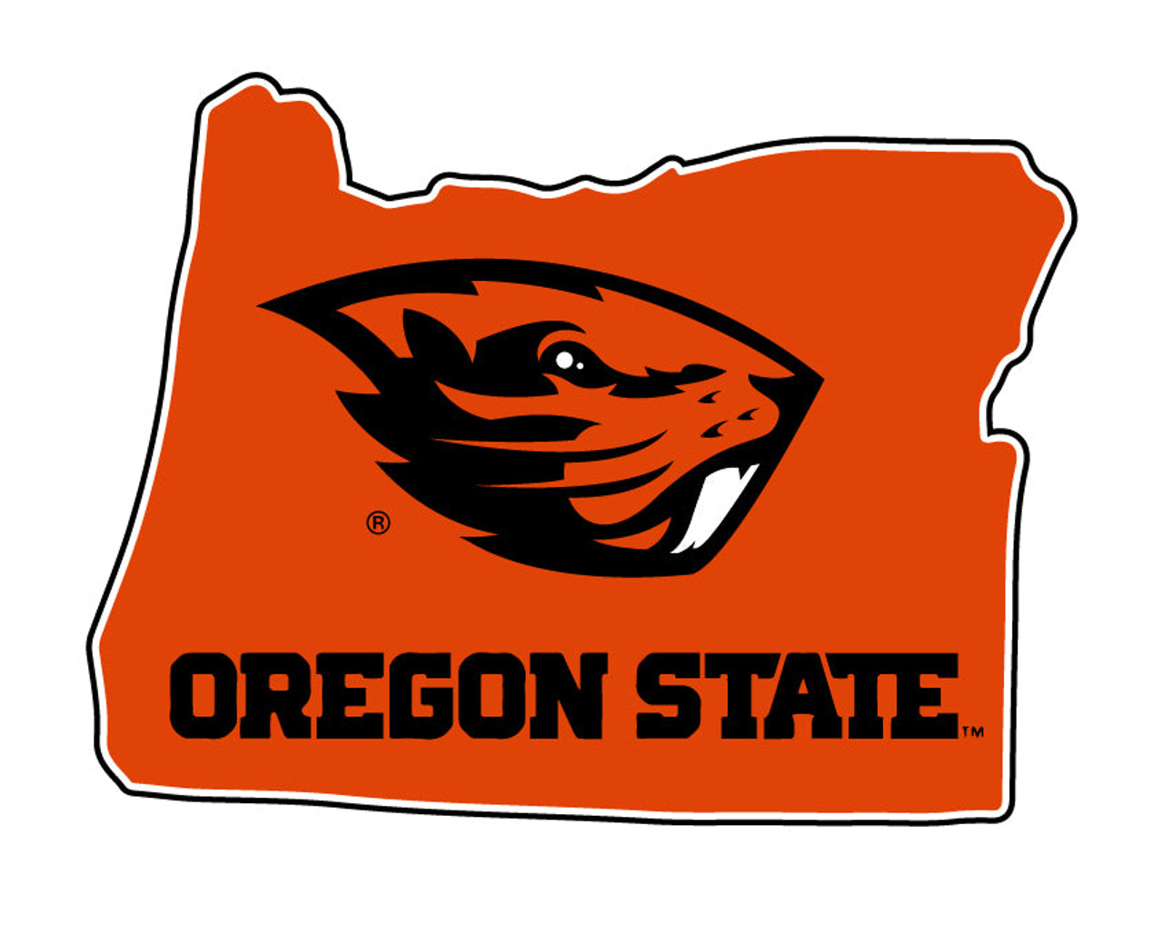 Oregon State Beavers 4 Inch State Shape Vinyl Decal Sticker