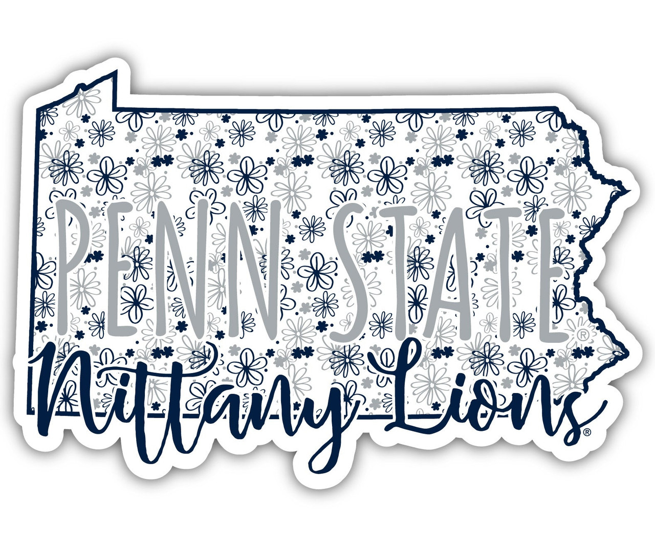 Penn State Nittany Lions Floral State Die Cut Decal 2-Inch