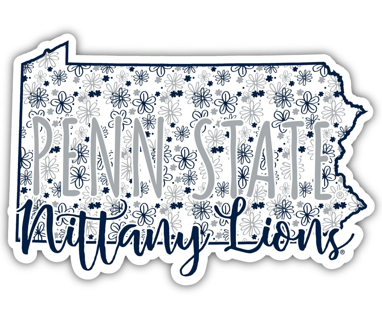 Penn State Nittany Lions Floral State Die Cut Decal 4-Inch