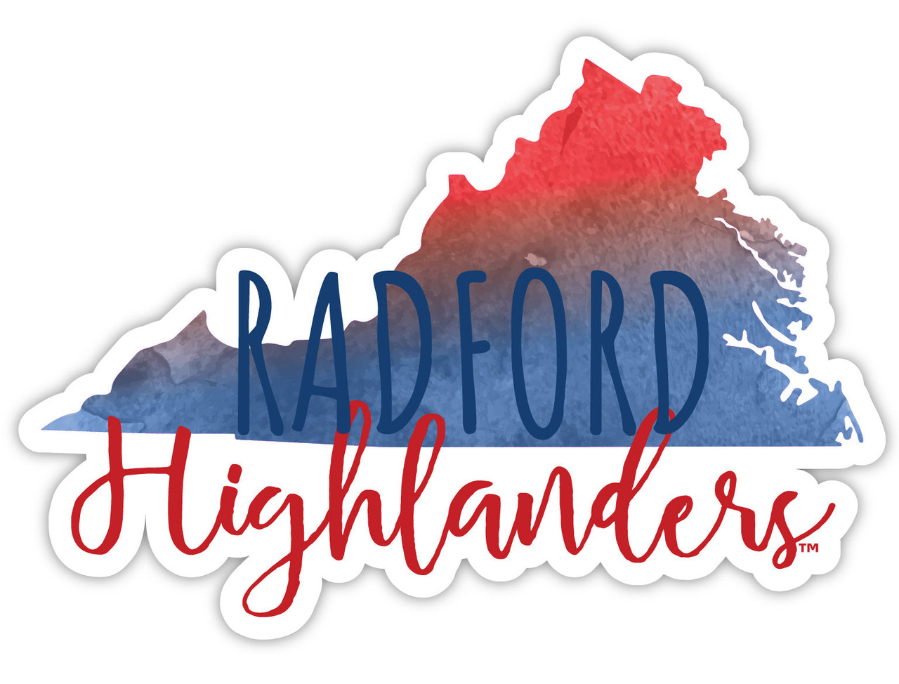Radford University Highlanders Watercolor State Die Cut Decal 4-Inch
