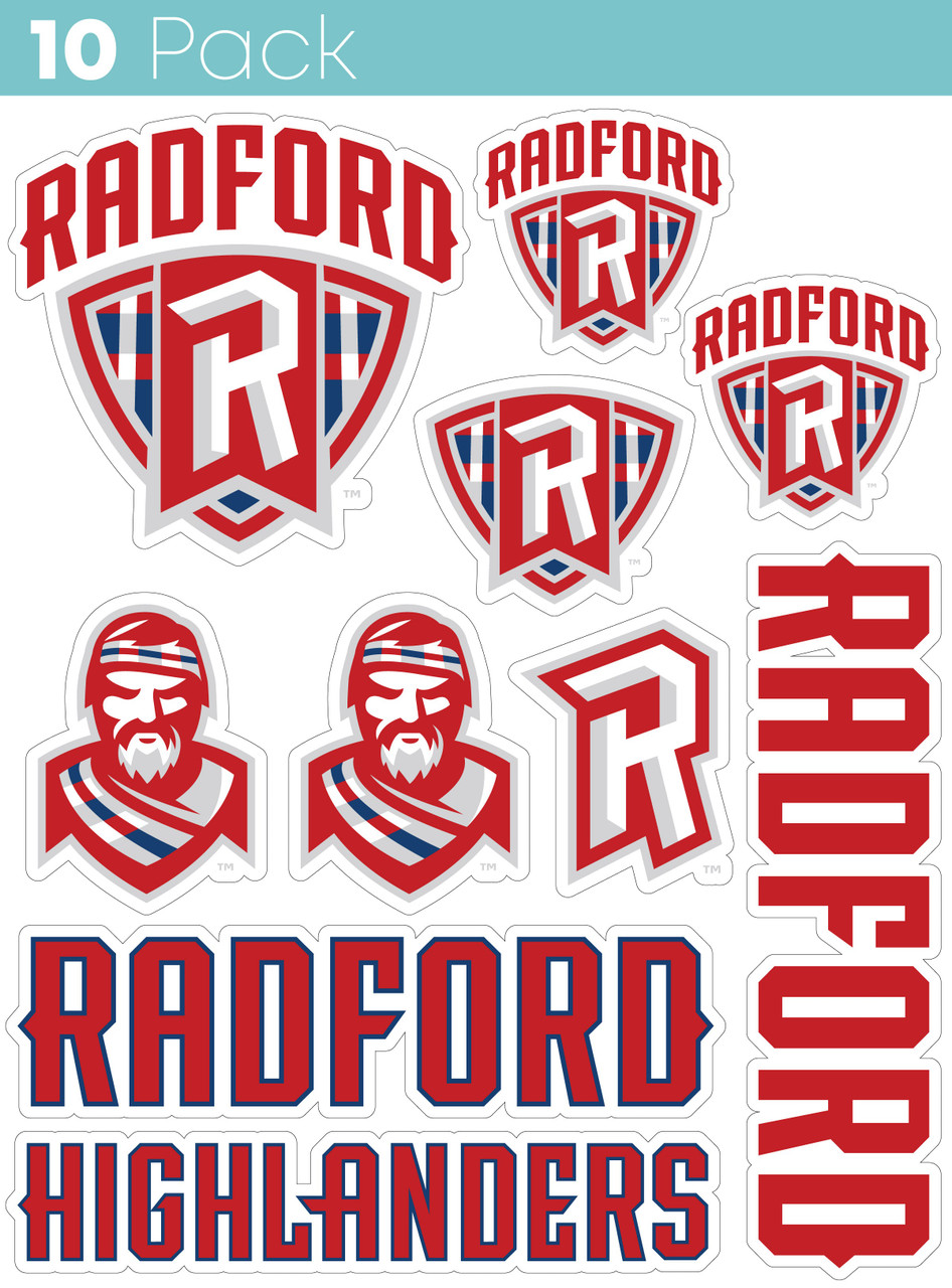Radford University Highlanders 10 Pack Collegiate Vinyl Decal Sticker