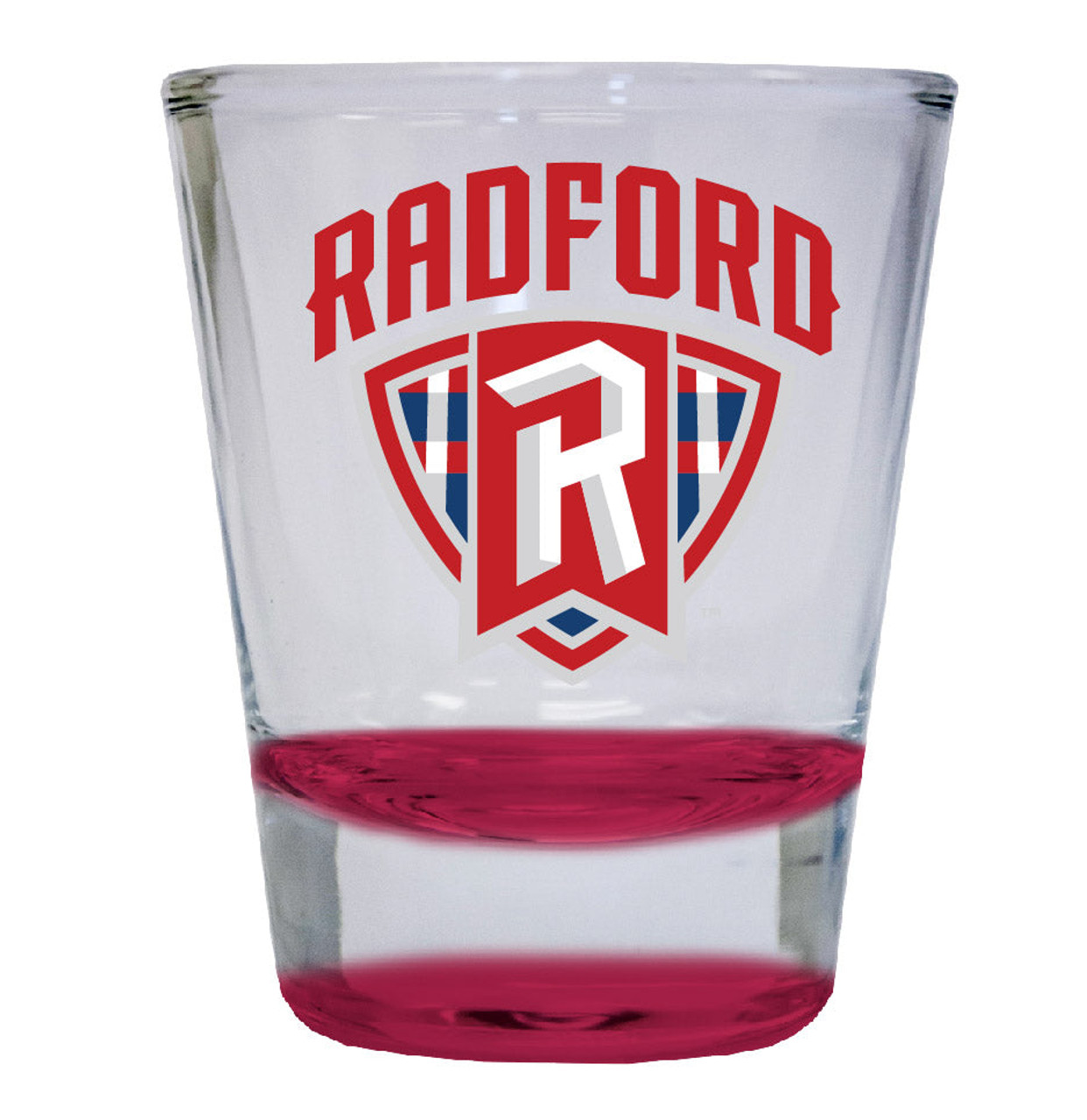 Radford University Highlanders 2 ounce Color Etched Shot Glasses