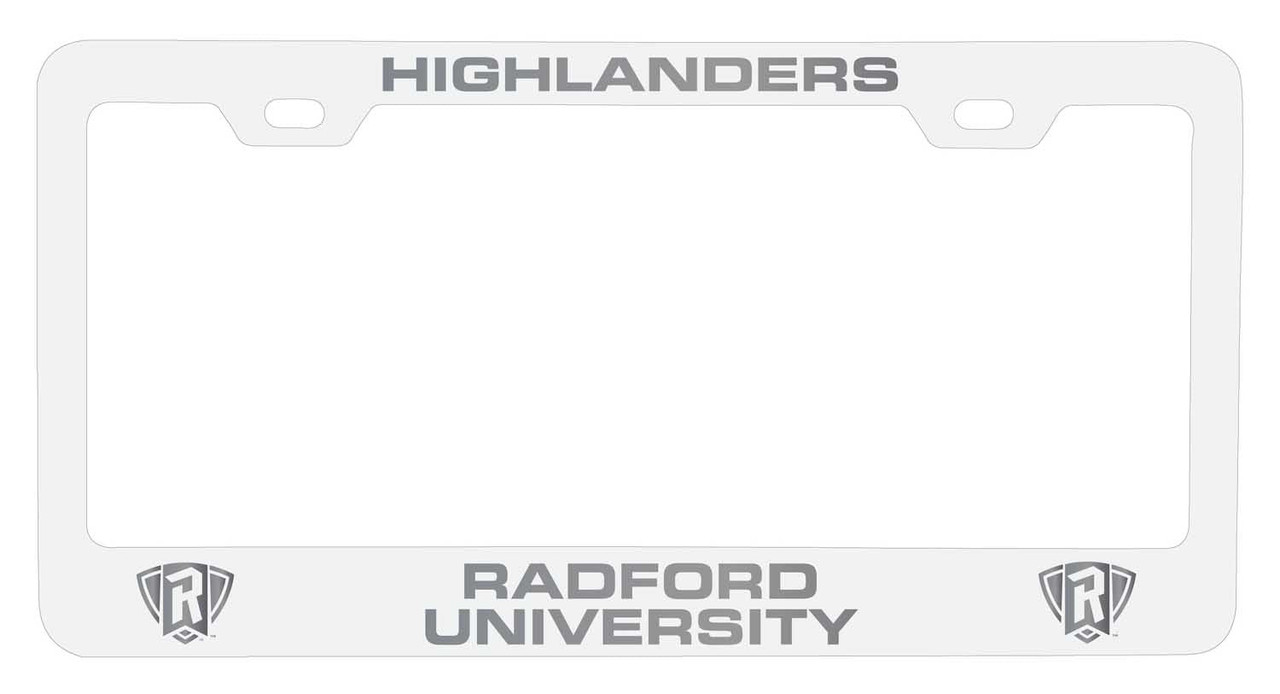 Radford University Highlanders Etched Metal License Plate Frame Choose Your Color