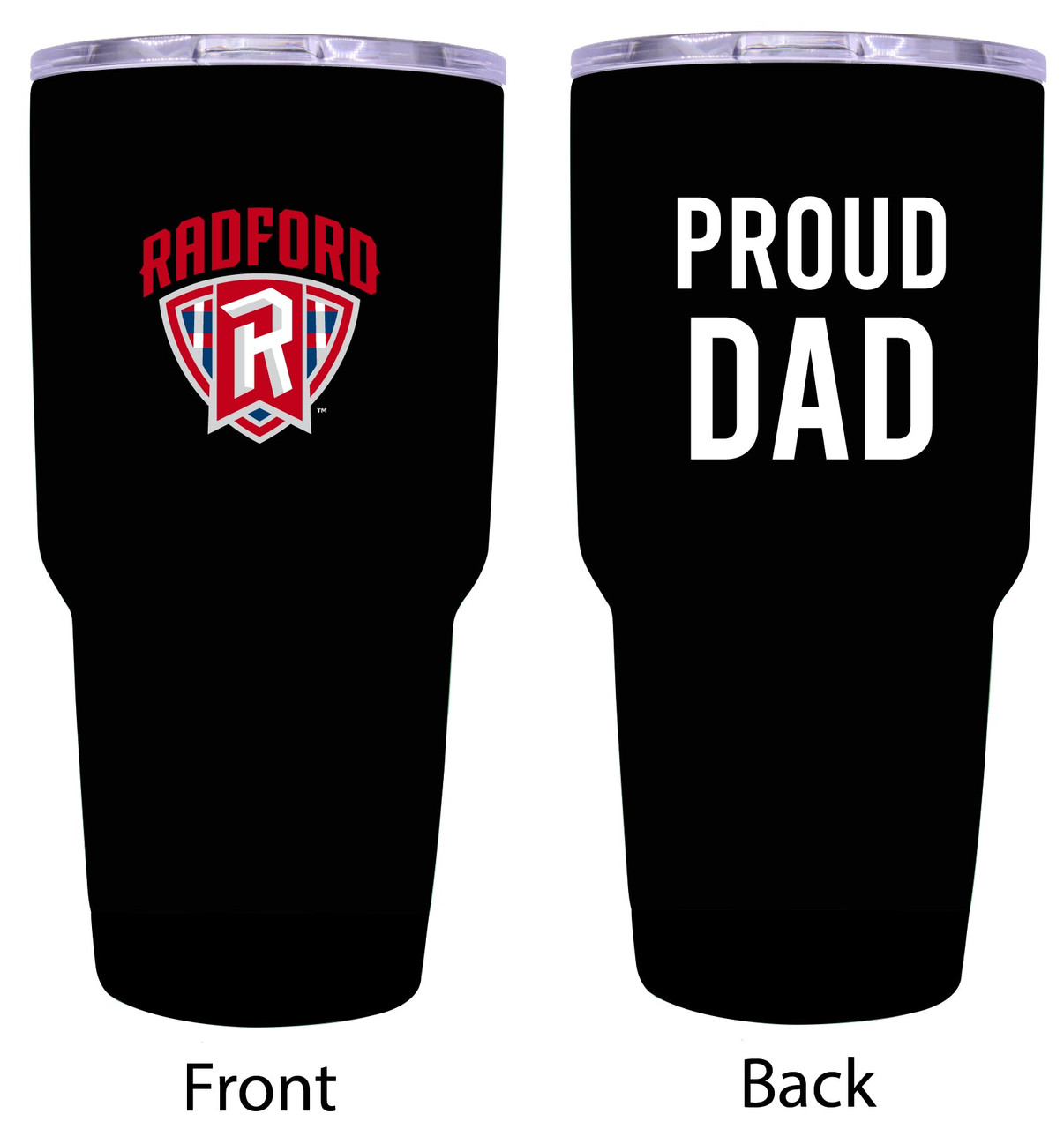 Radford University Highlanders Proud Dad 24 oz Insulated Stainless Steel Tumblers Black.