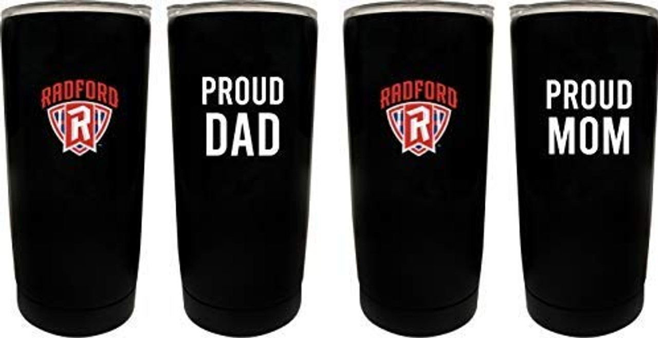Radford University Highlanders Proud Mom and Dad 16 oz Insulated Stainless Steel Tumblers 2 Pack Black.