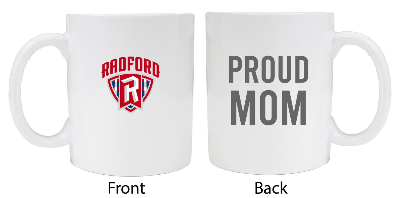 Radford University Highlanders Proud Mom White Ceramic Coffee Mug 2-Pack (White).