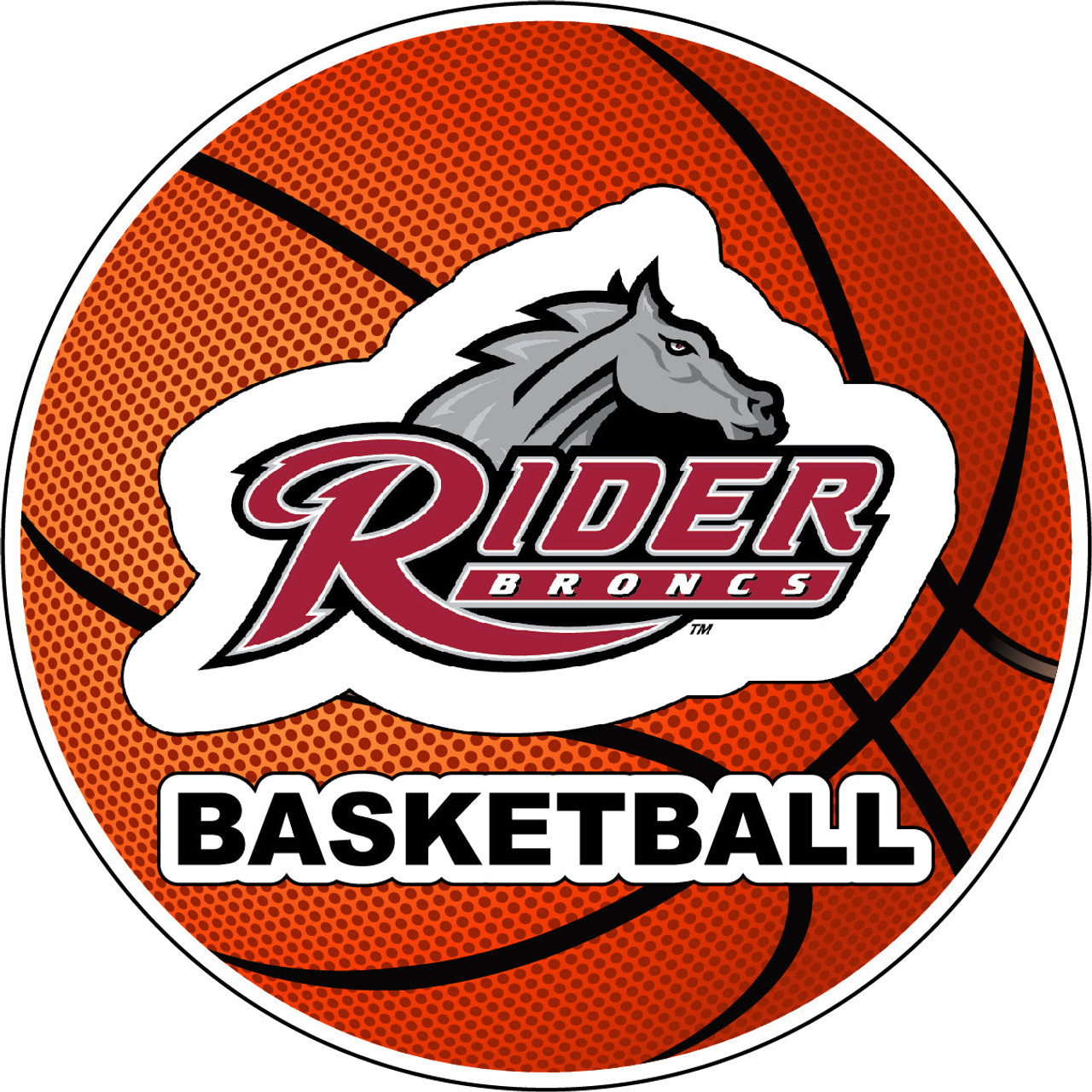 Rider University Broncs 4-Inch Round Basketball Vinyl Decal Sticker ...
