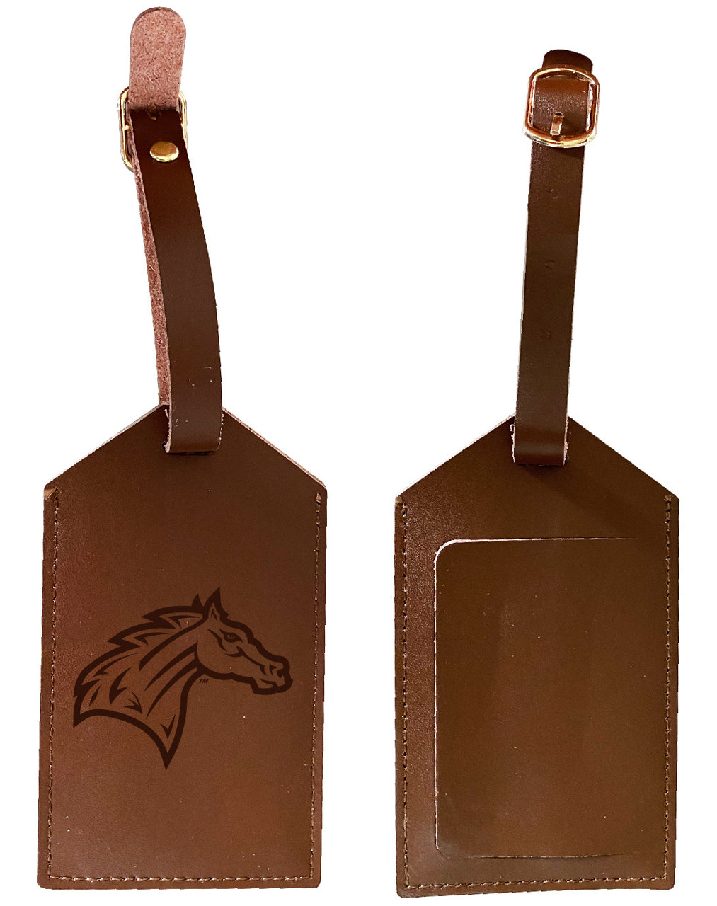 Rider University Broncs Leather Luggage Tag Engraved