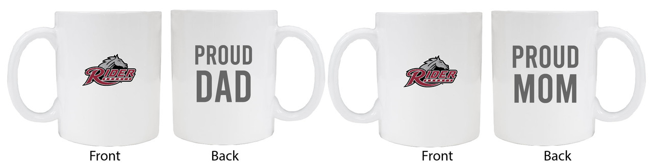 Rider University Broncs Proud Mom And Dad White Ceramic Coffee Mug 2 pack (White).