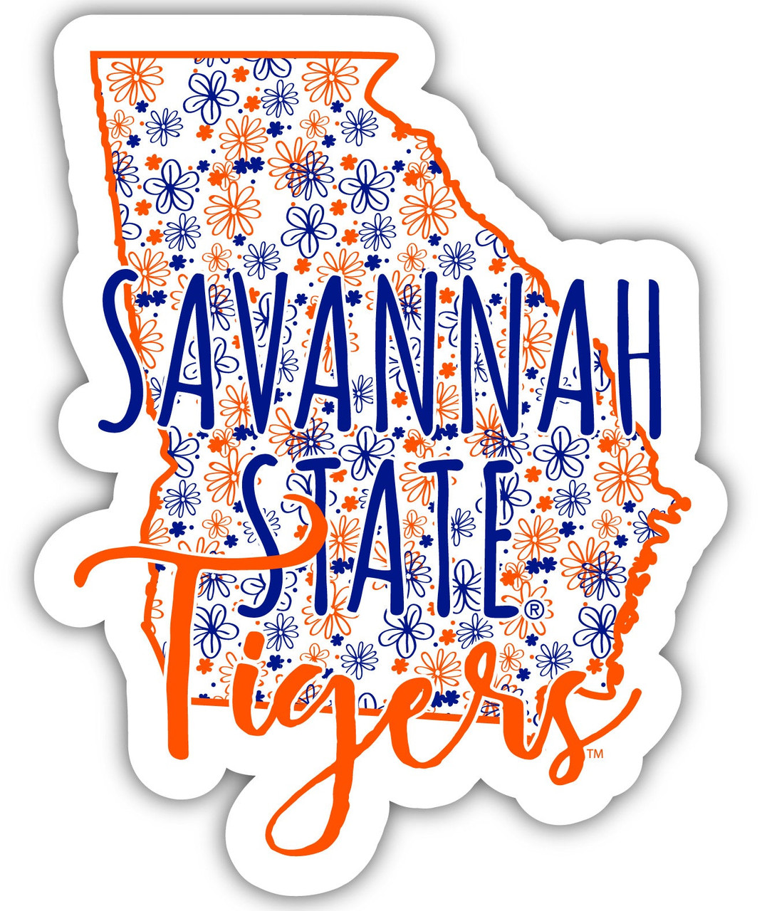 Savannah State University Floral State Die Cut Decal 2-Inch