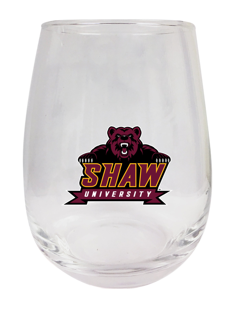 Shaw University Bears 9 oz Stemless Wine Glass