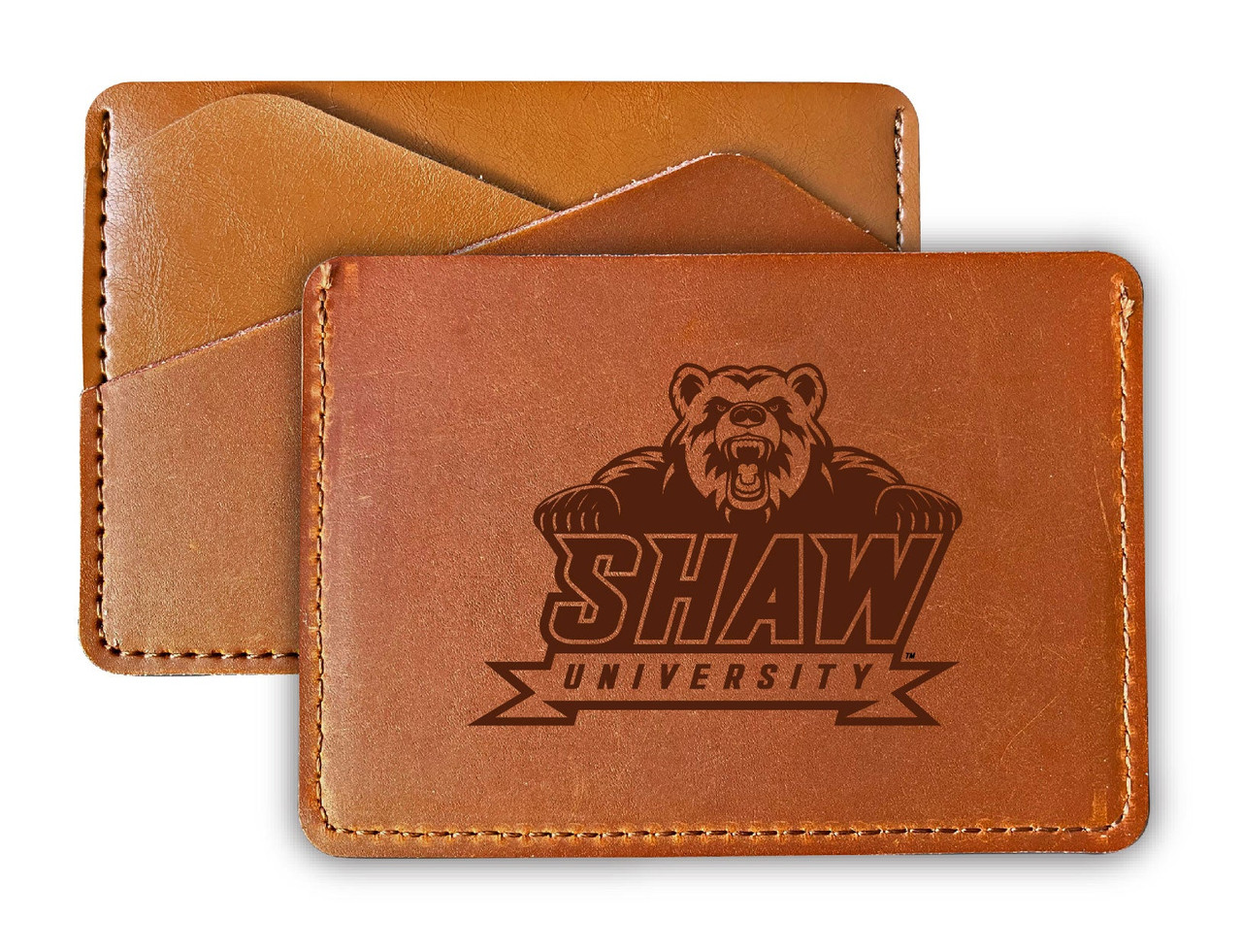 Shaw University Bears College Leather Card Holder Wallet