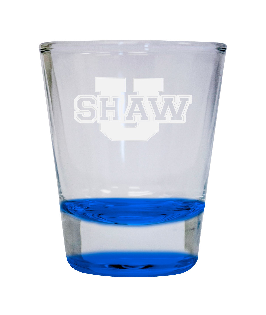 Shaw University Bears Etched Round Shot Glass 2 oz Blue