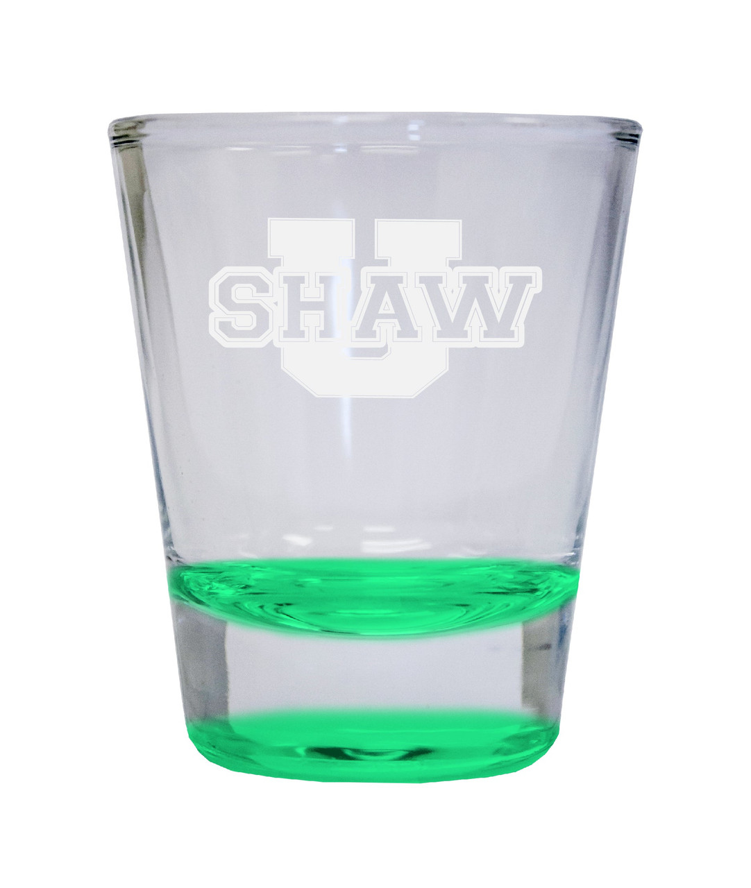 Shaw University Bears Etched Round Shot Glass 2 oz Green