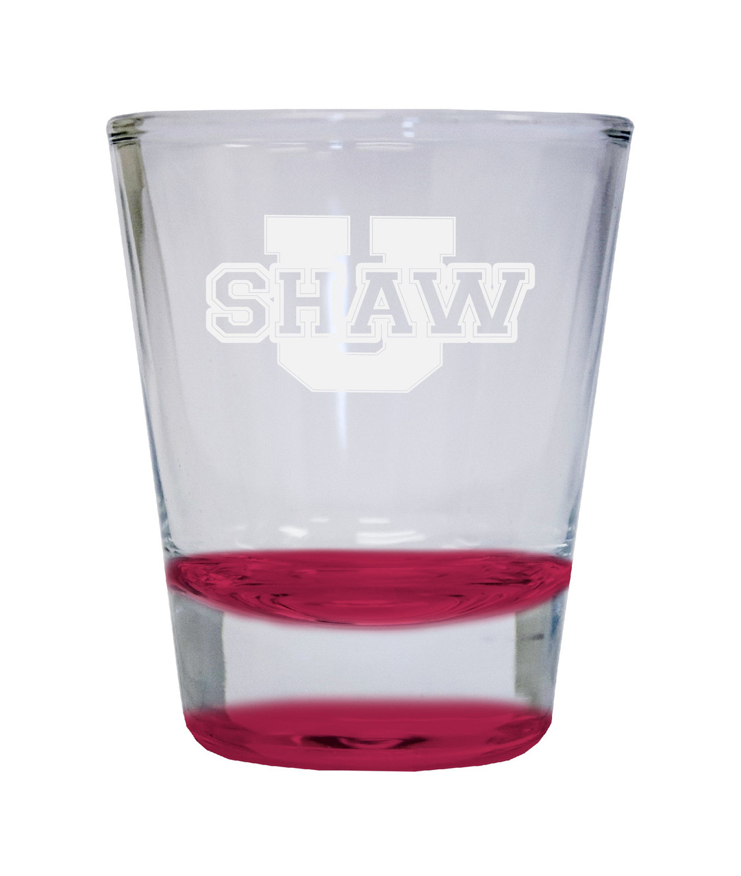 Shaw University Bears Etched Round Shot Glass 2 oz Red