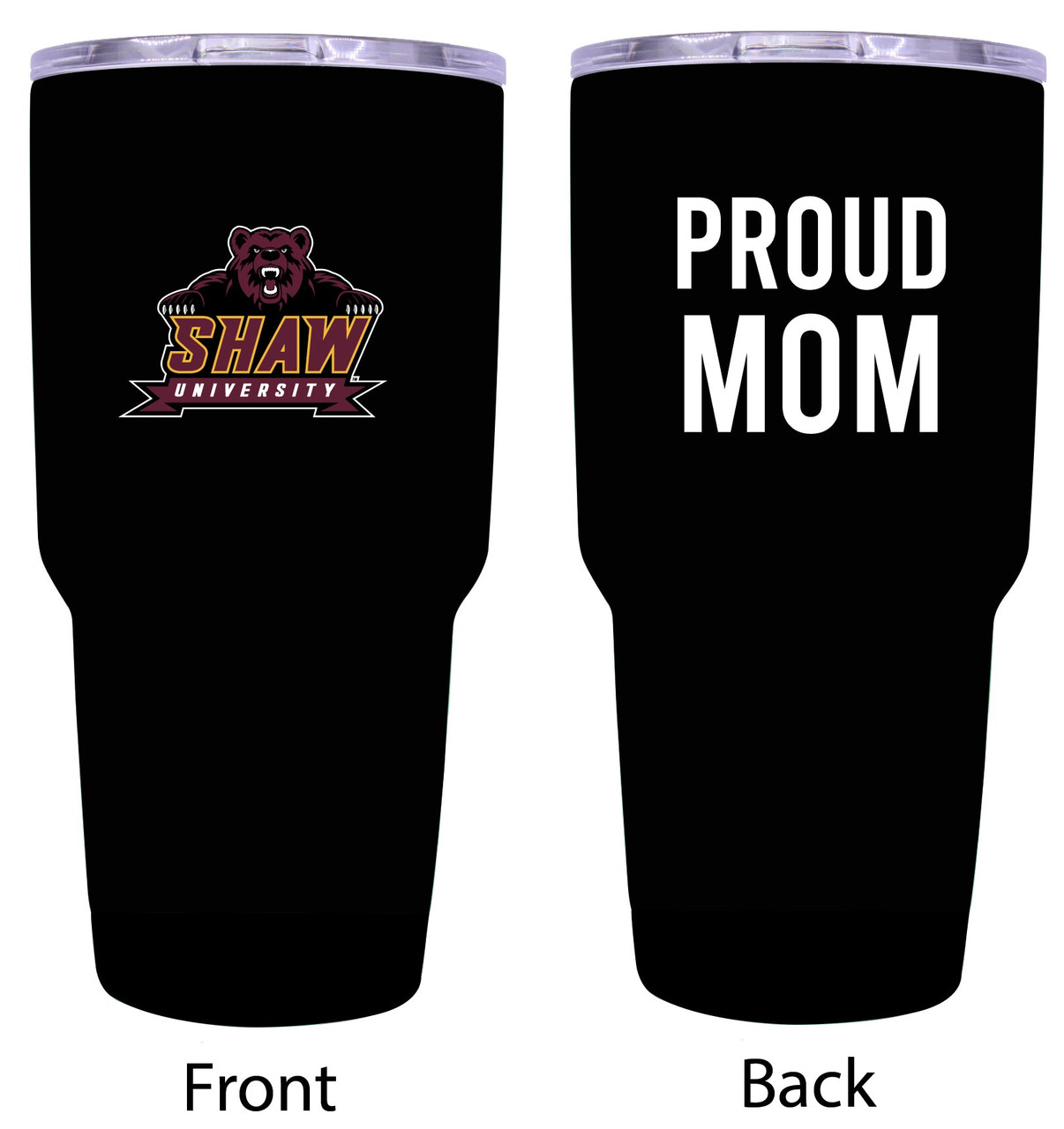 Shaw University Bears Proud Mom 24 oz Insulated Stainless Steel Tumblers Black.