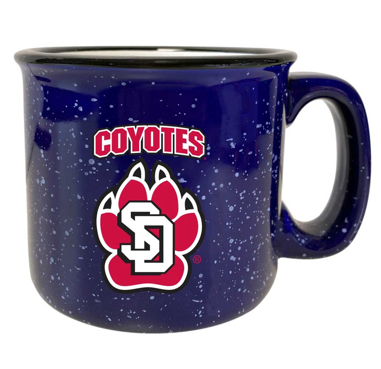 South Dakota Coyotes Speckled Ceramic Camper Coffee Mug (Choose Your Color).