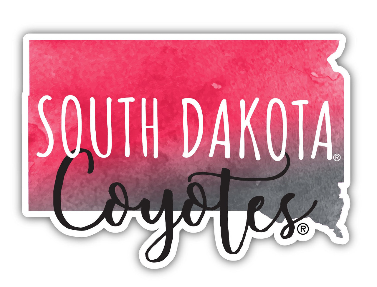 South Dakota Coyotes Watercolor State Die Cut Decal 2-Inch