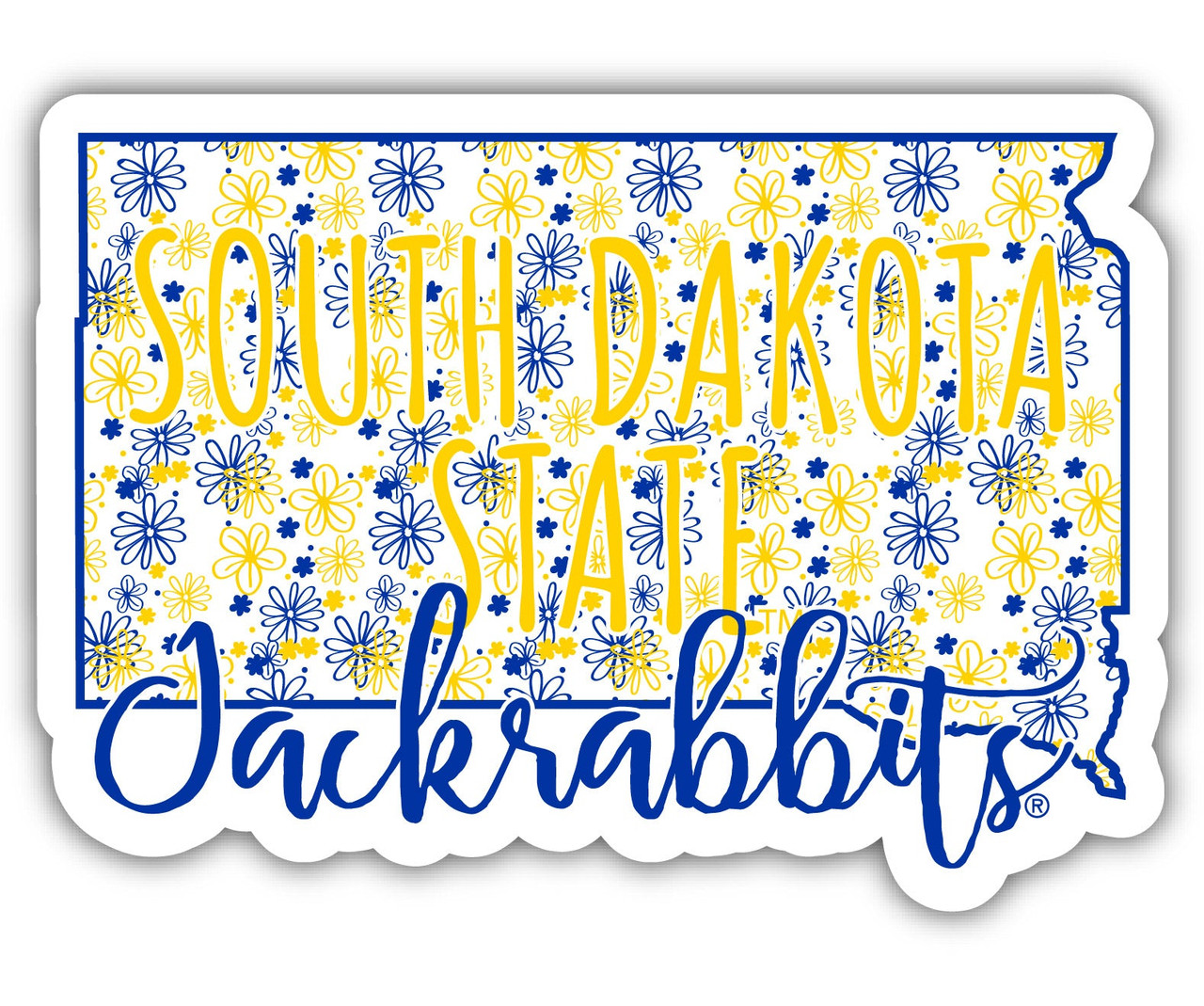 South Dakota State Jackrabbits Floral State Die Cut Decal 2-Inch
