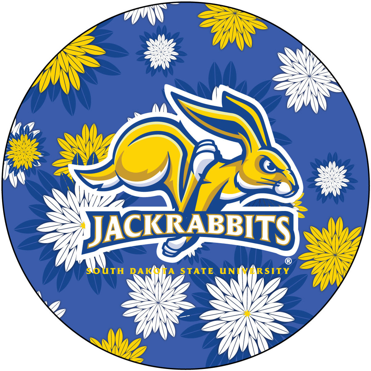 South Dakota State Jackrabbits NCAA Collegiate Trendy Floral Flower Fashion Pattern 4 Inch Round Decal Sticker