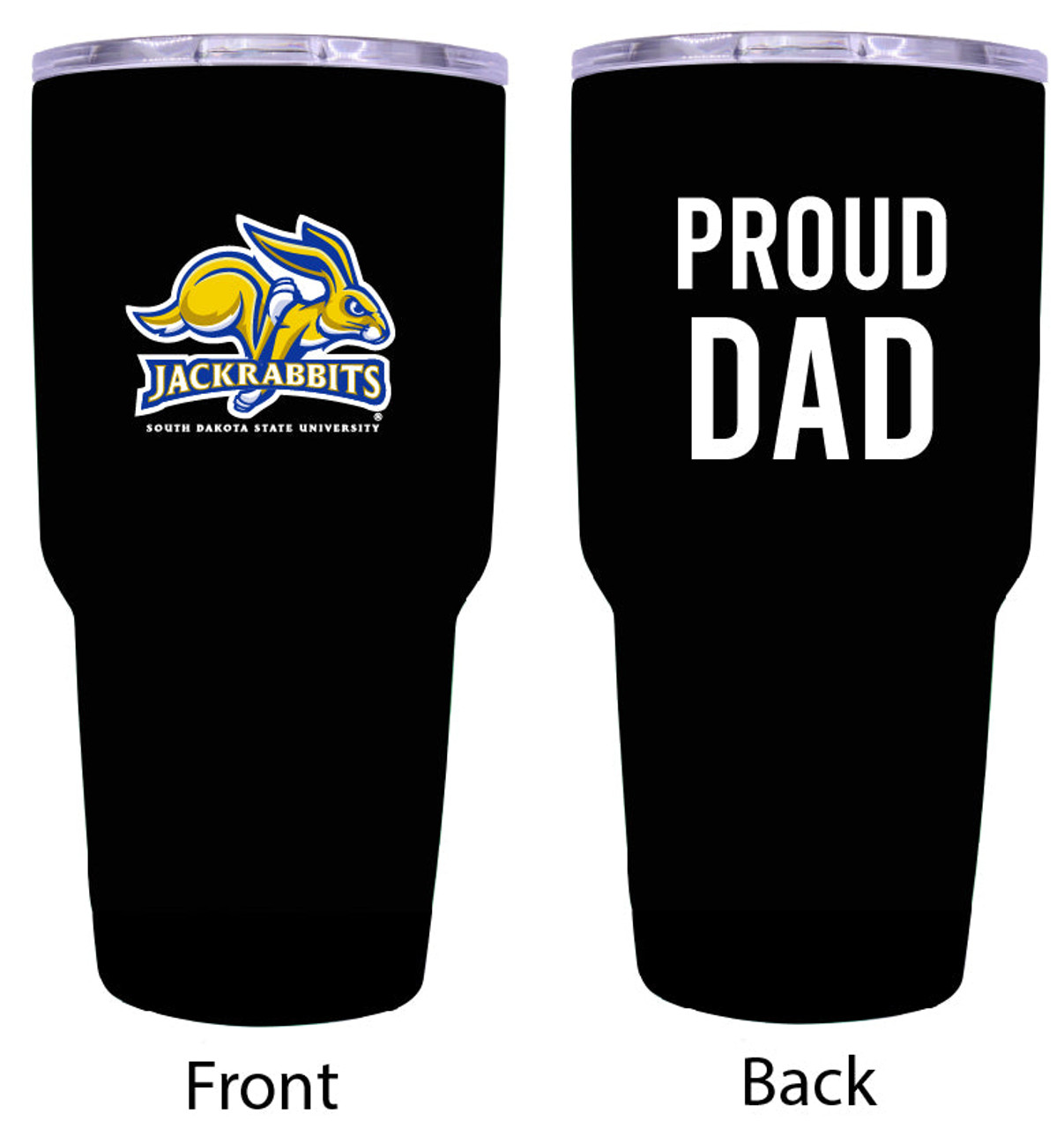 South Dakota State Jackrabbits Proud Dad 24 oz Insulated Stainless Steel Tumblers Black.