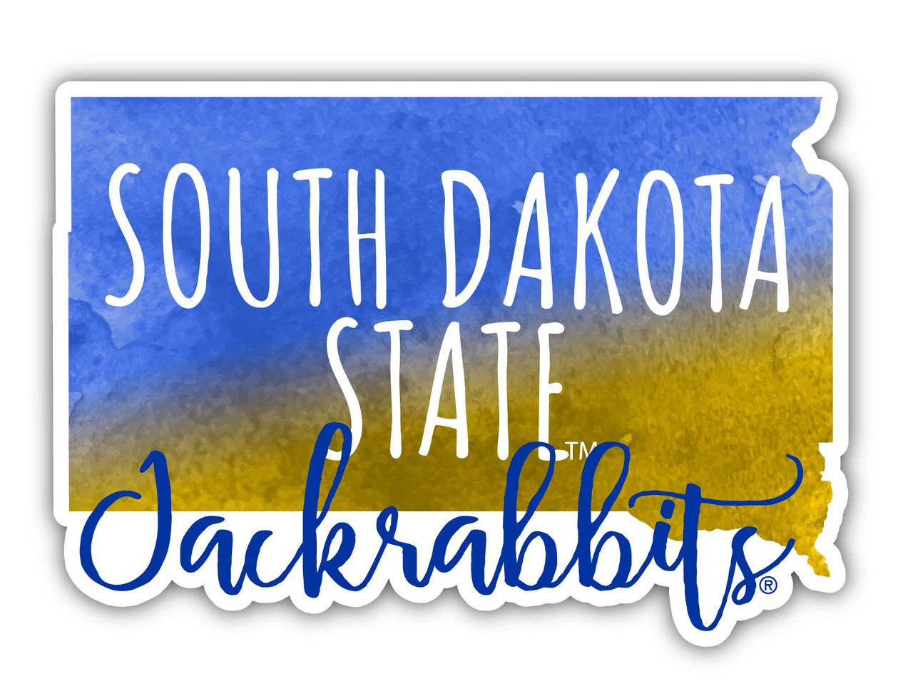 South Dakota State Jackrabbits Watercolor State Die Cut Decal 4-Inch