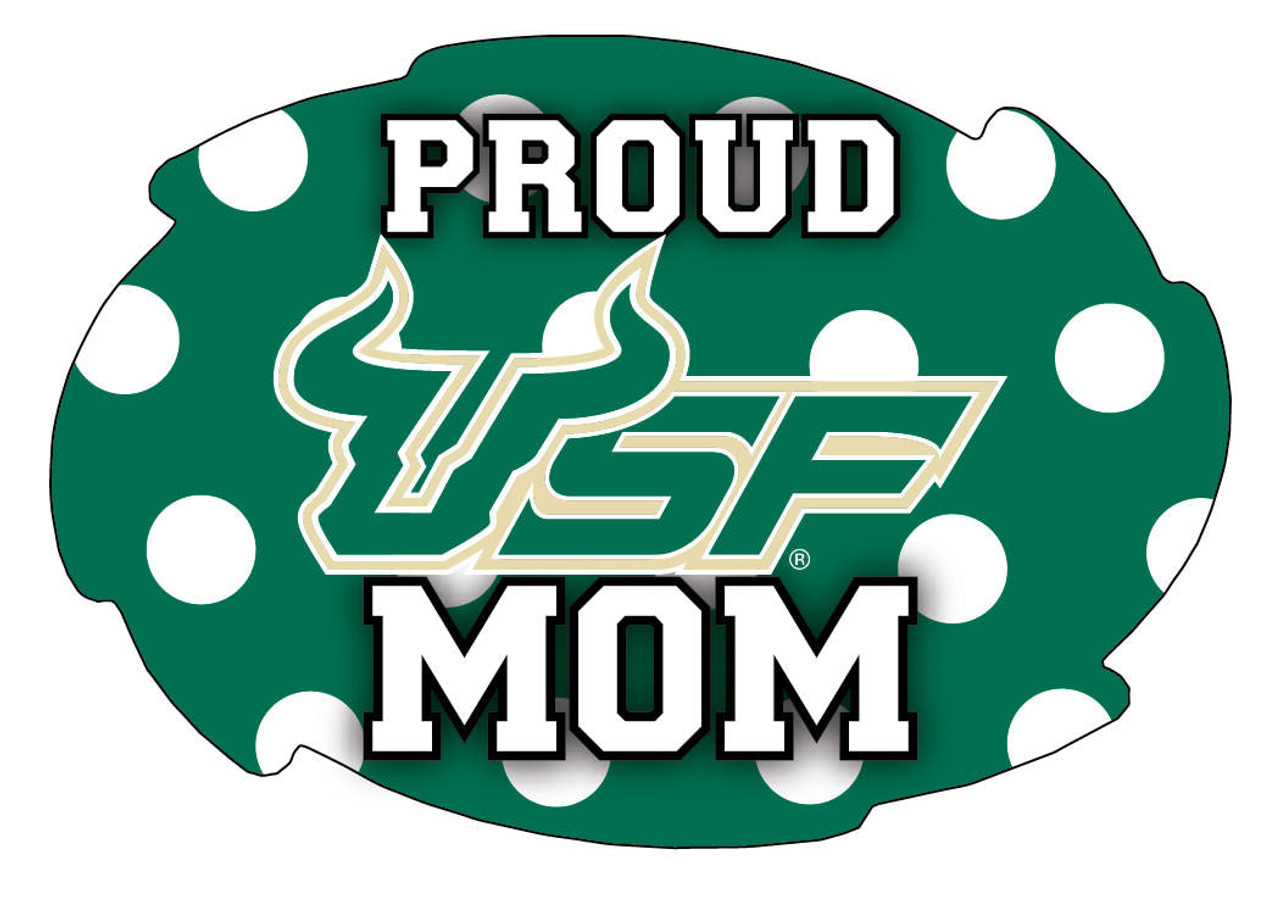 South Florida Bulls NCAA Collegiate Trendy Polka Dot Proud Mom 5" x 6" Swirl Decal Sticker