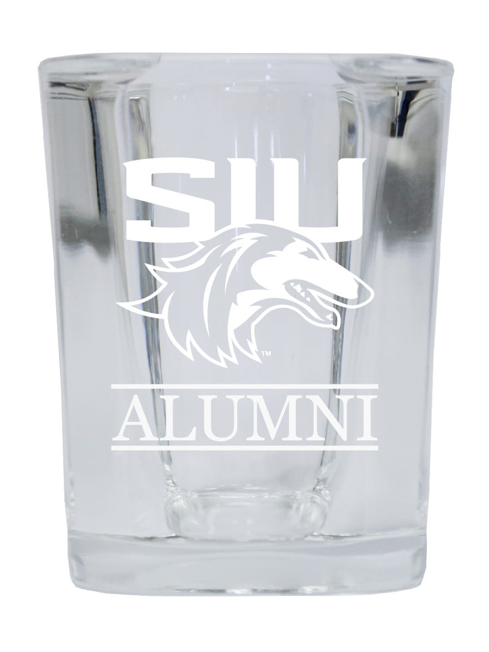 Southern Illinois Salukis 2 Ounce Square Shot Glass laser etched logo Design