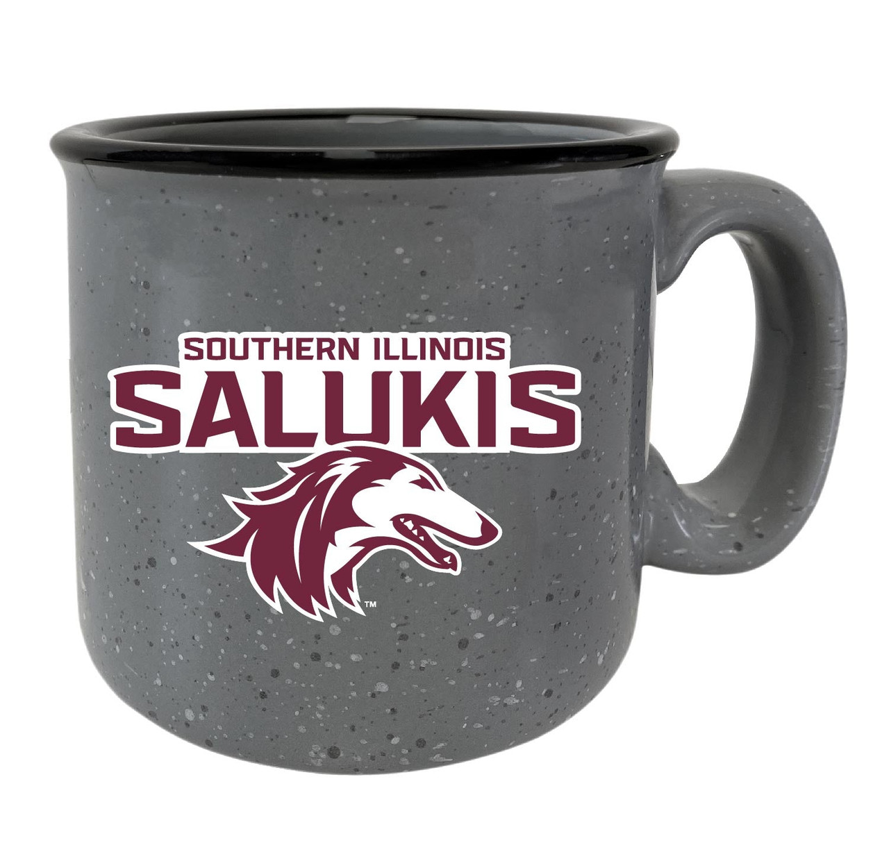 Southern Illinois Salukis 8 oz Speckled Ceramic Camper Coffee Mug (Gray).