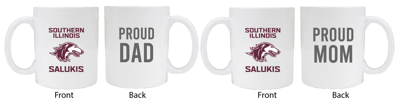 Southern Illinois Salukis Proud Mom And Dad White Ceramic Coffee Mug 2 pack (White).