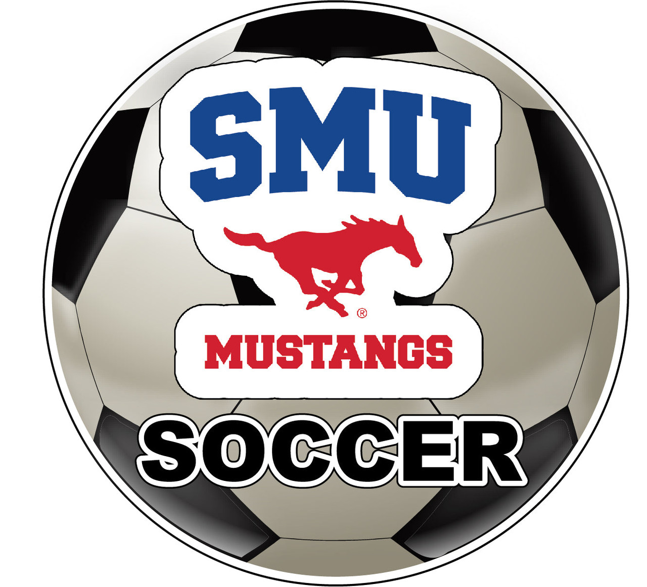 Southern Methodist University 4-Inch Round Soccer Ball Vinyl Decal Sticker