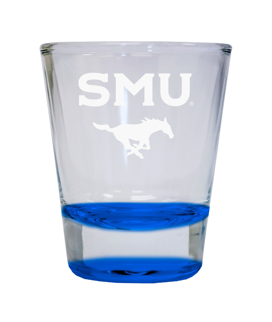 Southern Methodist University Etched Round Shot Glass 2 oz Blue