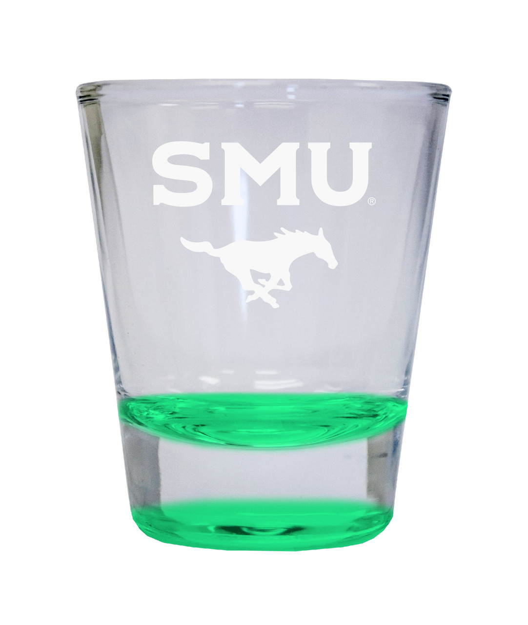 Southern Methodist University Etched Round Shot Glass 2 oz Green