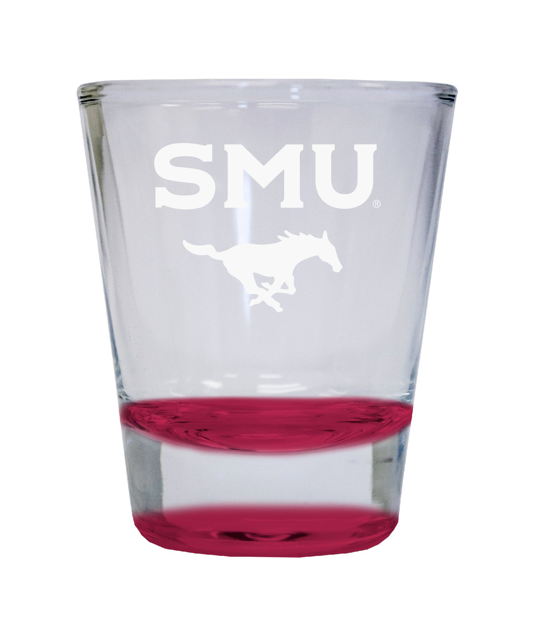 Southern Methodist University Etched Round Shot Glass 2 oz Red