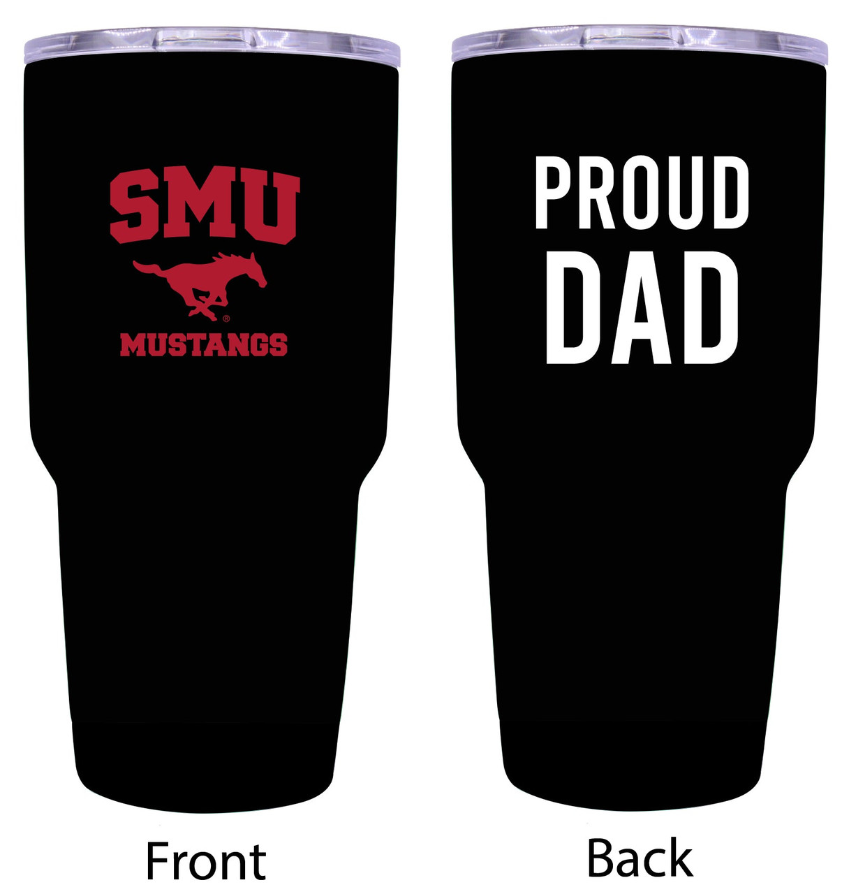 Southern Methodist University Proud Dad 24 oz Insulated Stainless Steel Tumblers Black.