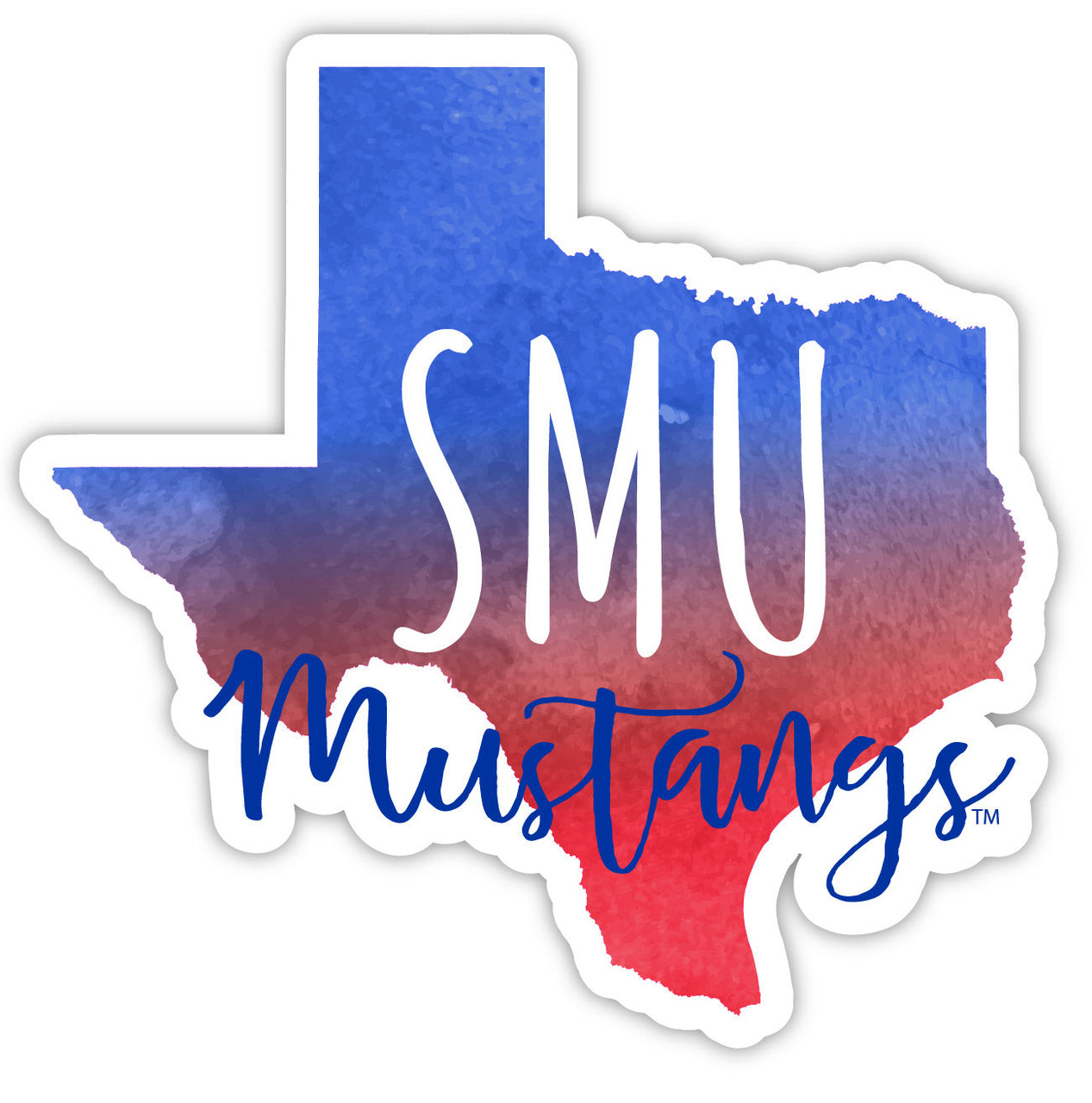 Southern Methodist University Watercolor State Die Cut Decal 2-Inch