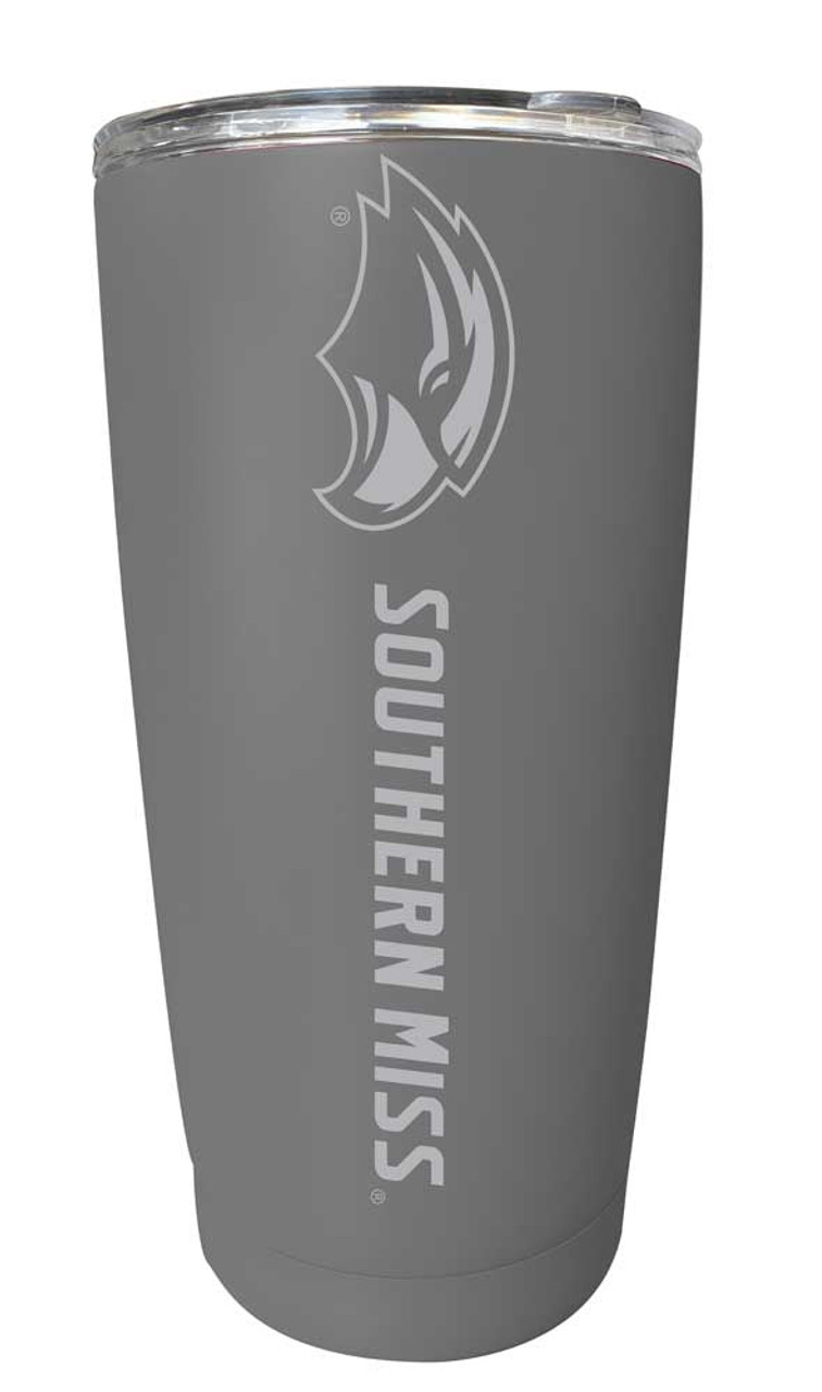 Southern Mississippi Golden Eagles Etched 16 oz Stainless Steel Tumbler (Gray)