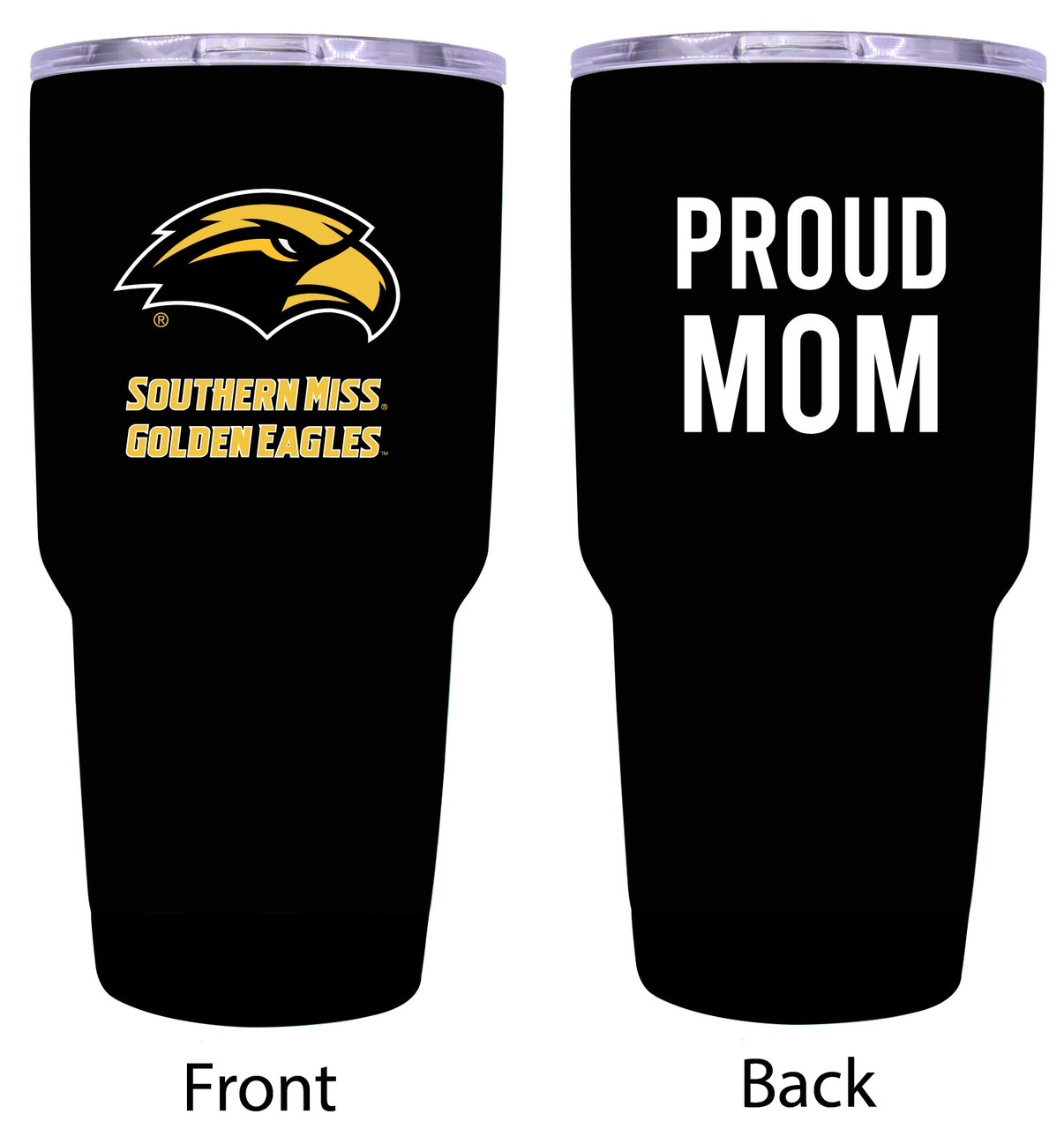 Southern Mississippi Golden Eagles Proud Mom 24 oz Insulated Stainless Steel Tumblers Black.