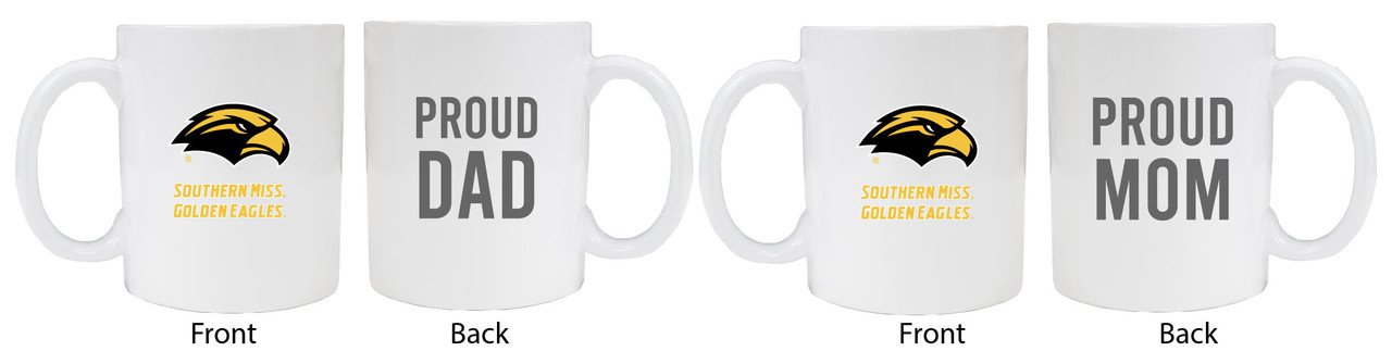 Southern Mississippi Golden Eagles Proud Mom And Dad White Ceramic Coffee Mug 2 pack (White).