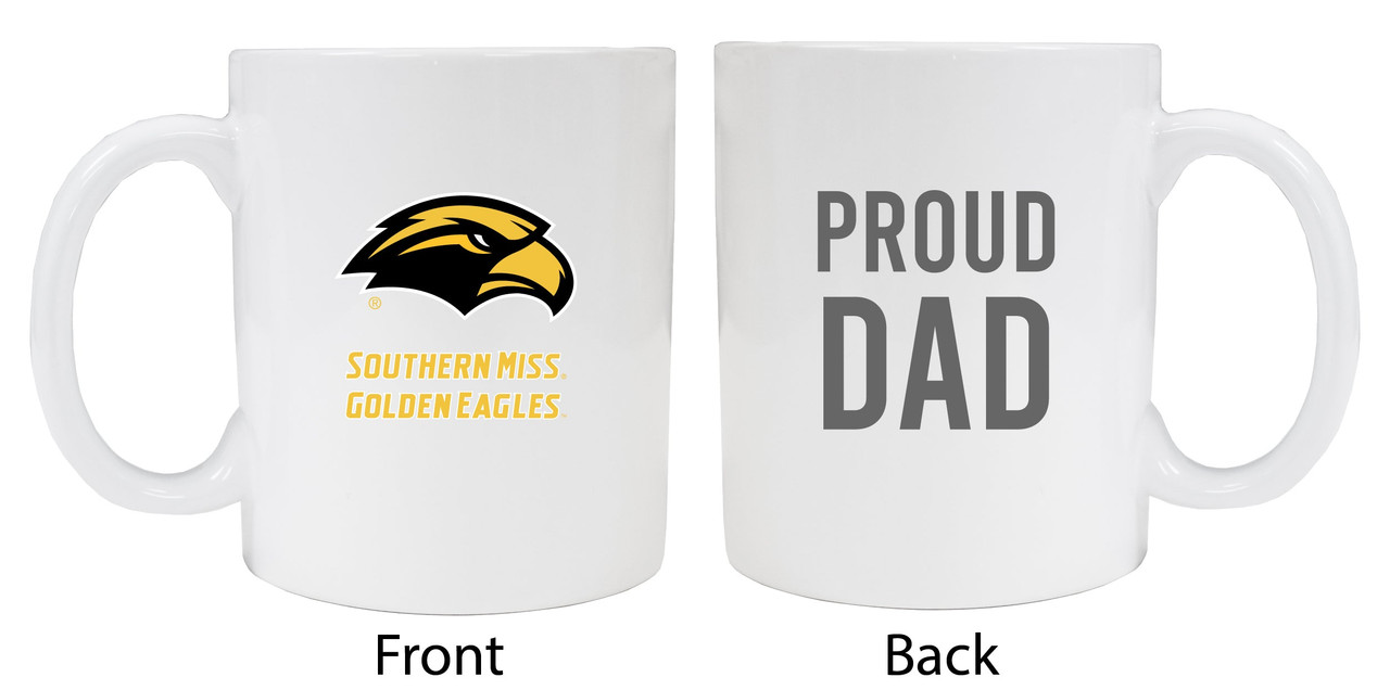 Southern Mississippi Golden EaglesProud Dad White Ceramic Coffee Mug (White).