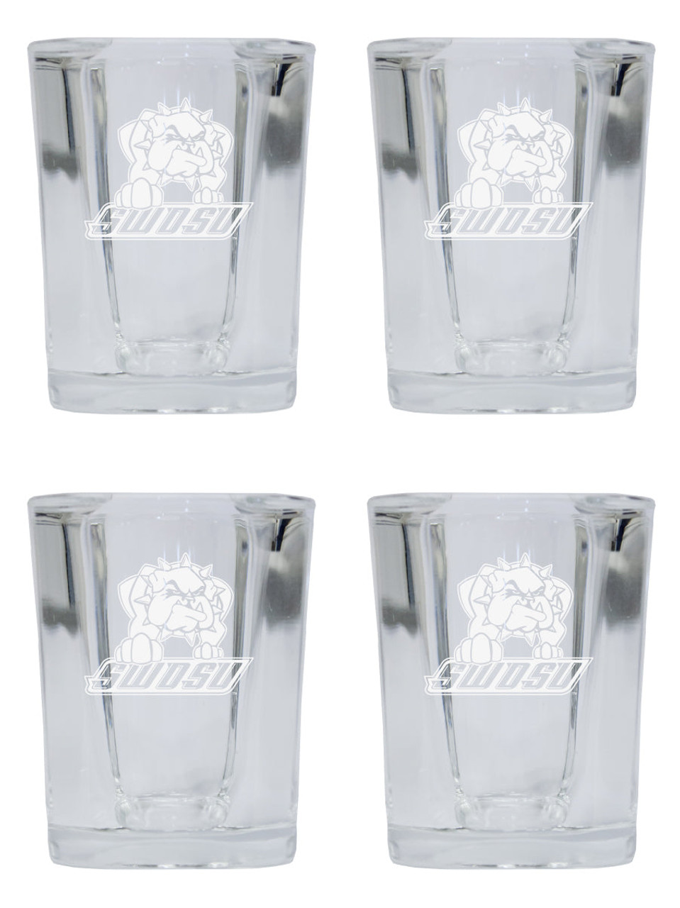 Southwestern Oklahoma State University 2 Ounce Square Shot Glass laser etched logo Design 4-Pack