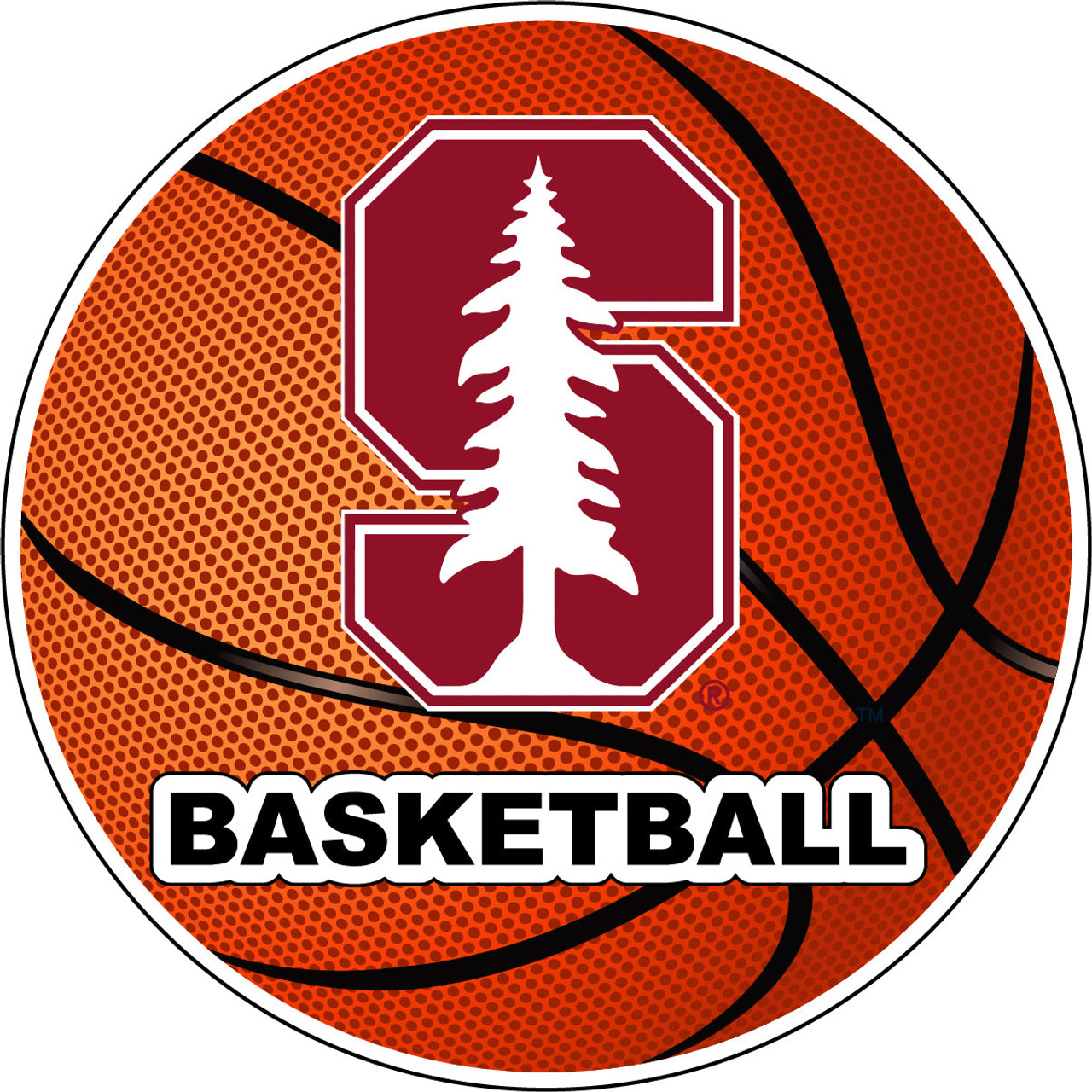 Stanford University 4-Inch Round Basketball Vinyl Decal Sticker