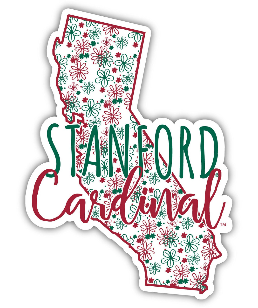 Stanford University Floral State Die Cut Decal 2-Inch