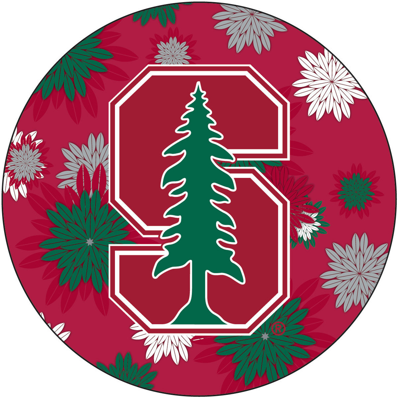 Stanford University NCAA Collegiate Trendy Floral Flower Fashion Pattern 4 Inch Round Decal Sticker